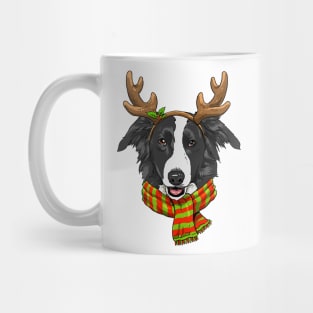 Border Collie Christmas Reindeer Antlers Dog Xmas Mug